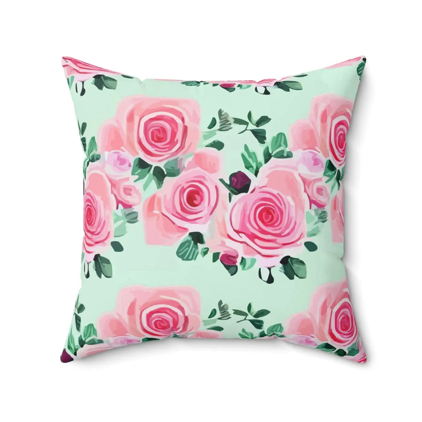 Pink Roses Throw Pillow – Polyester Square - Dipaliz