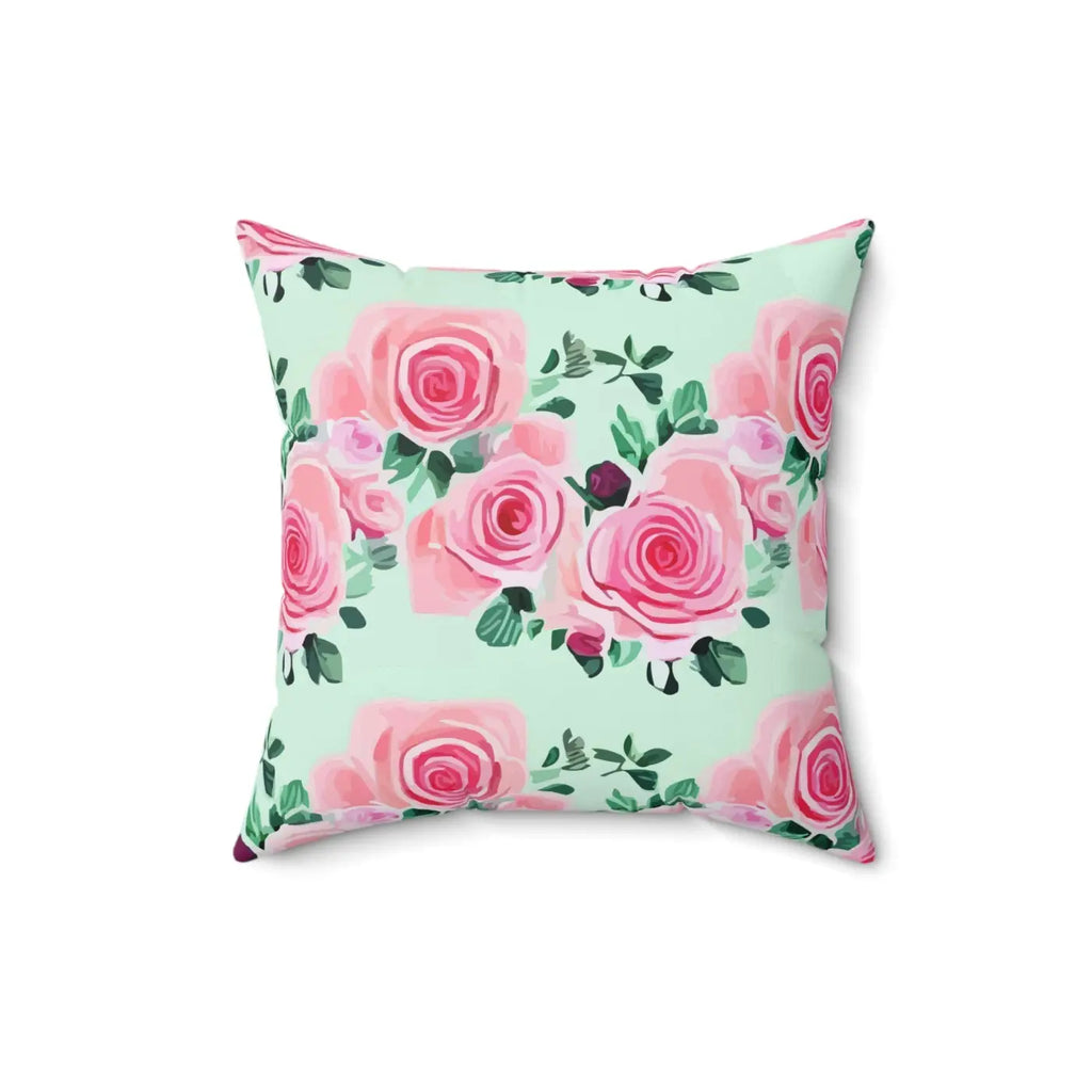 Pink Roses Throw Pillow – Polyester Square - Dipaliz