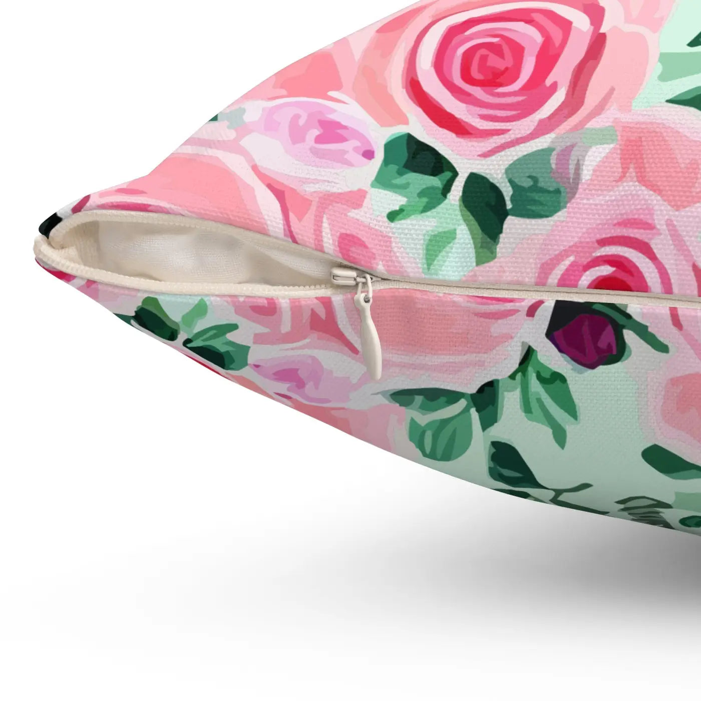 Pink Roses Throw Pillow – Polyester Square - Dipaliz
