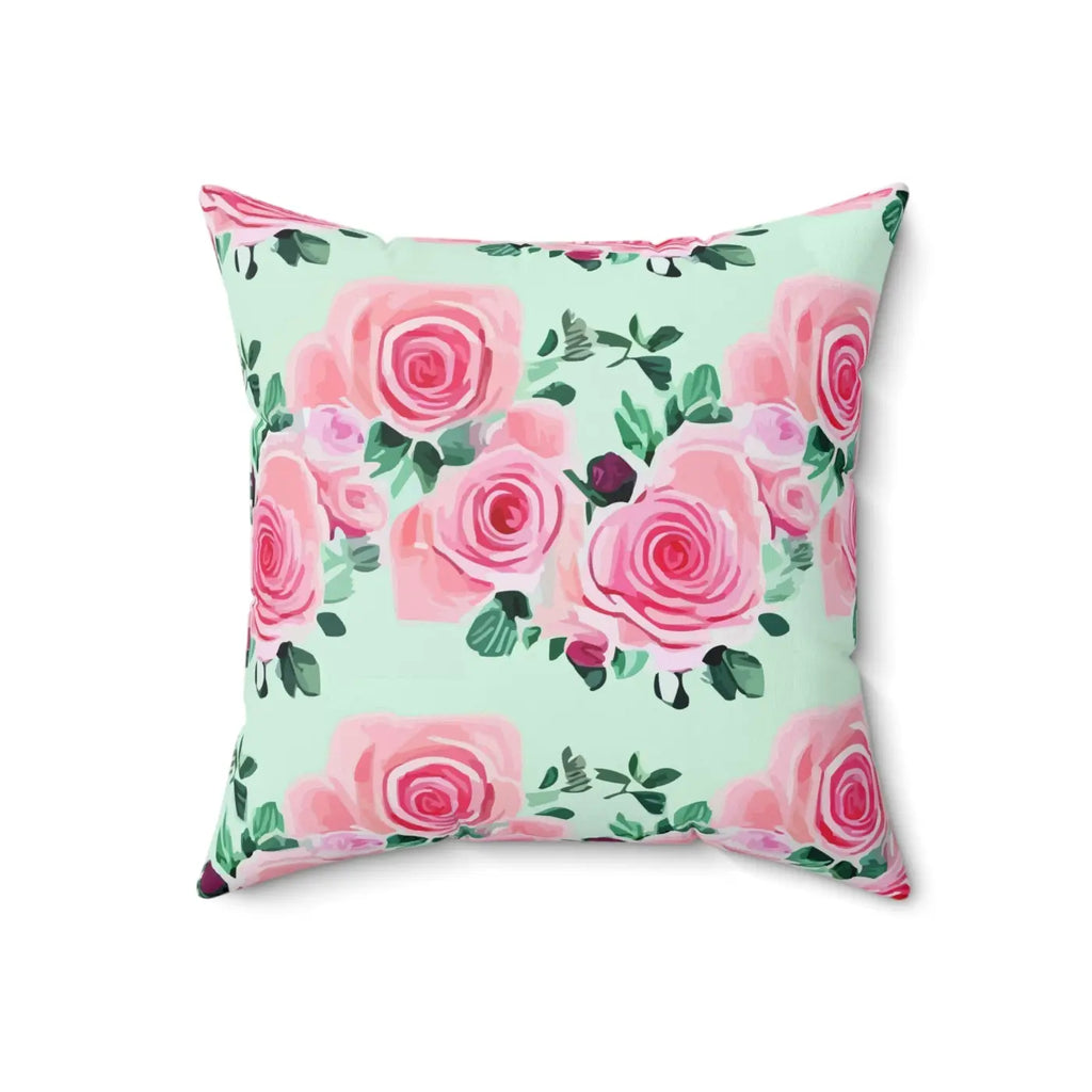Pink Roses Throw Pillow – Polyester Square - Dipaliz