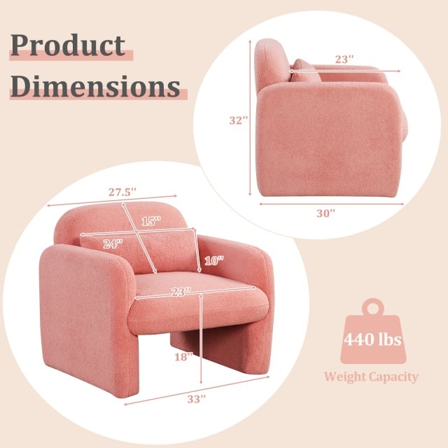 Living Room Deluxe Furniture Set-Accent Chair+Modular L-Shaped Sectional Sofa+LED Coffee Table